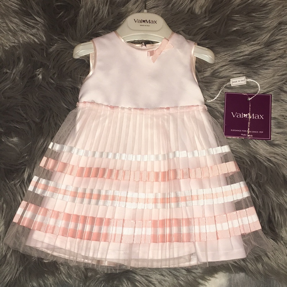 Val Max baby girl blush pink dress made in Italy
